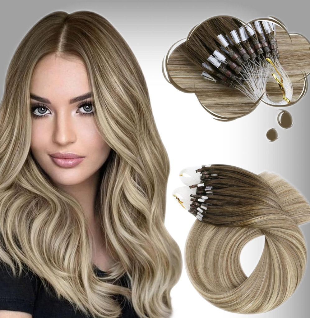 Extensii Microring Russian Hair Balayage #6/#18 - Extensii de par București