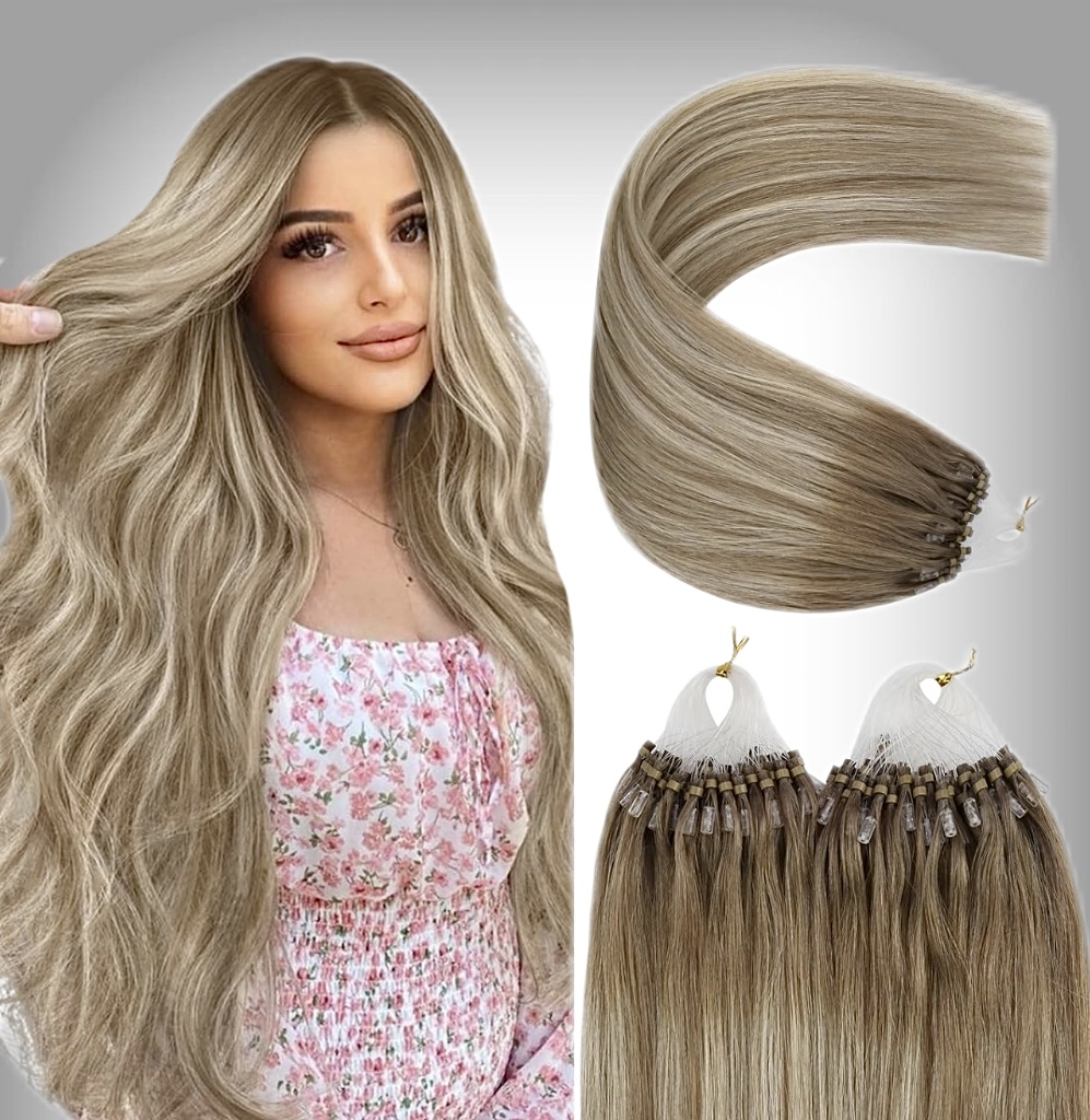 Extensii Microring Russian Hair Balayage #8/Silver/#8 - Extensii de par București Extensii Microring Russian Hair Balayage #8/Silver/#8 - Extensii de par București