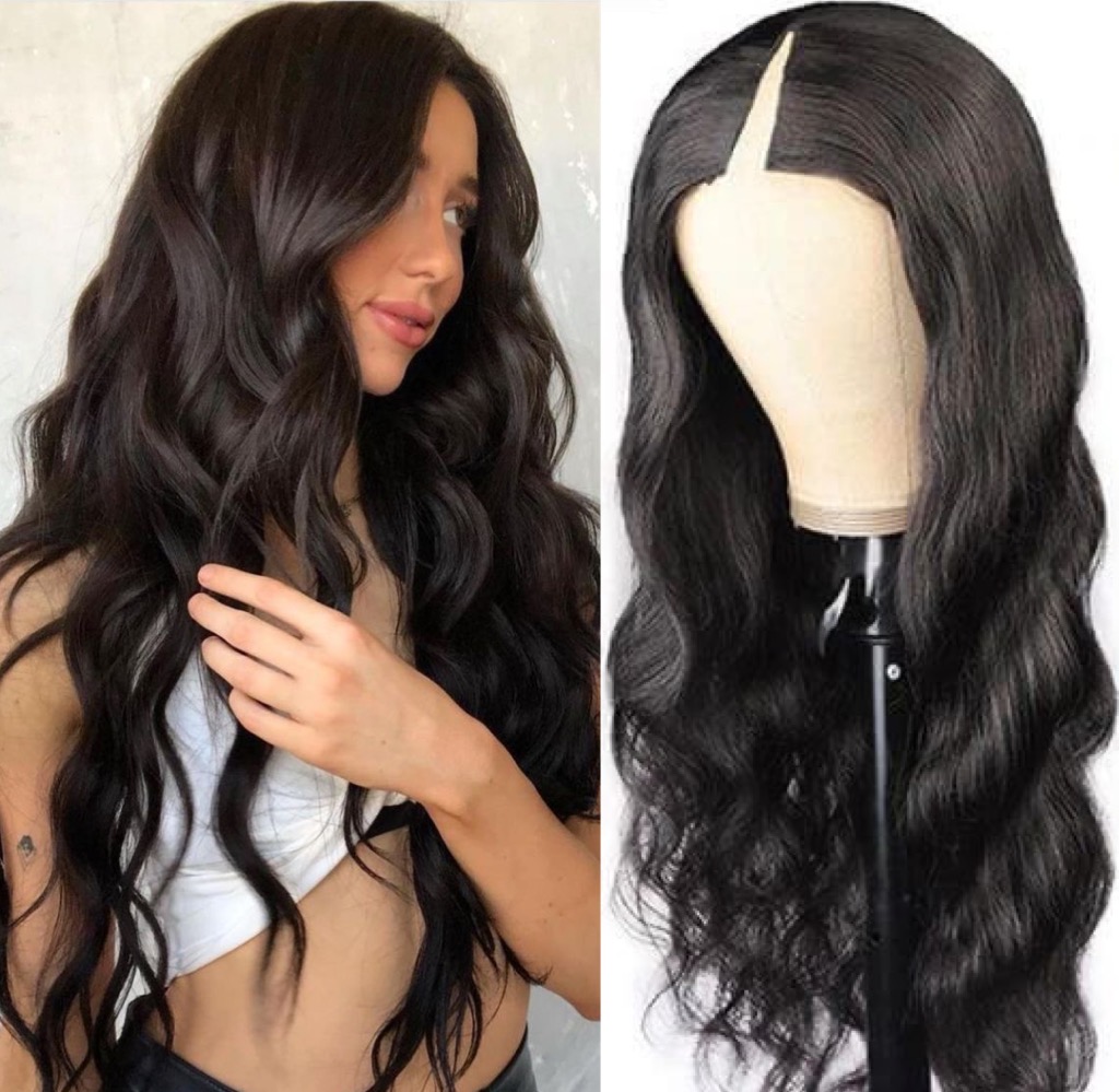 Semiperuca Par Natural U Part Negru Natural Ondulat - Extensii de par București