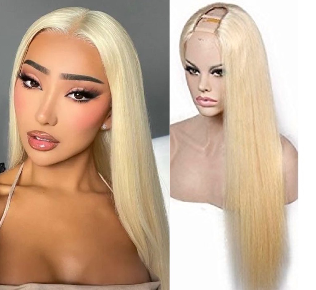 Semiperuca Par Natural U Part Blond Luminos Drept - Extensii de par București