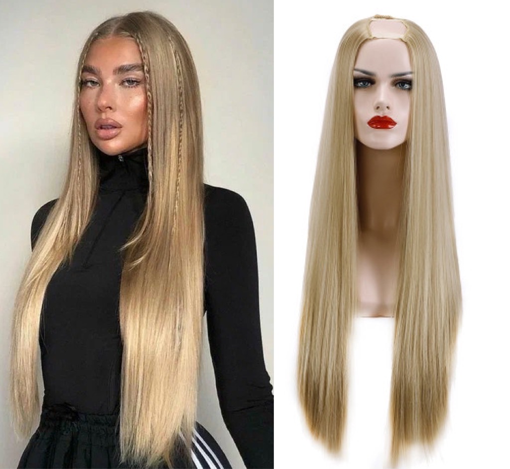 Semiperuca Par Natural U Part Blond Bej Drept - Extensii de par București