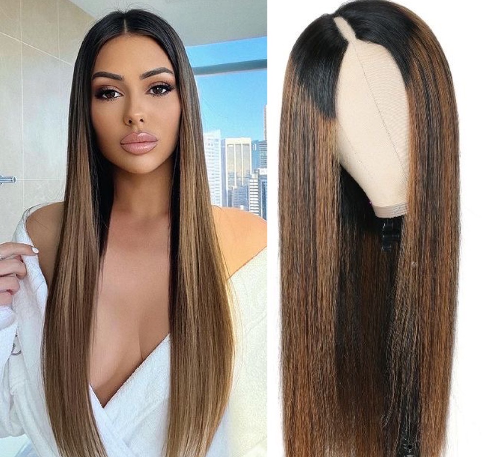 Semiperuca Par Natural U Part Usor Ombre Drept - Extensii de par București