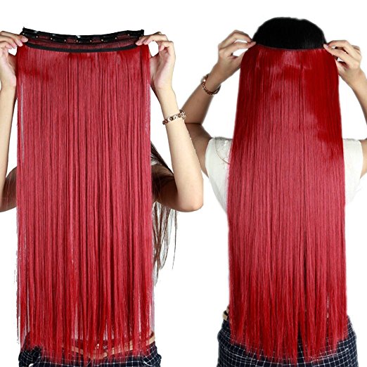 Trese Clip-On Drepte Sintetic Red - Extensii de par București