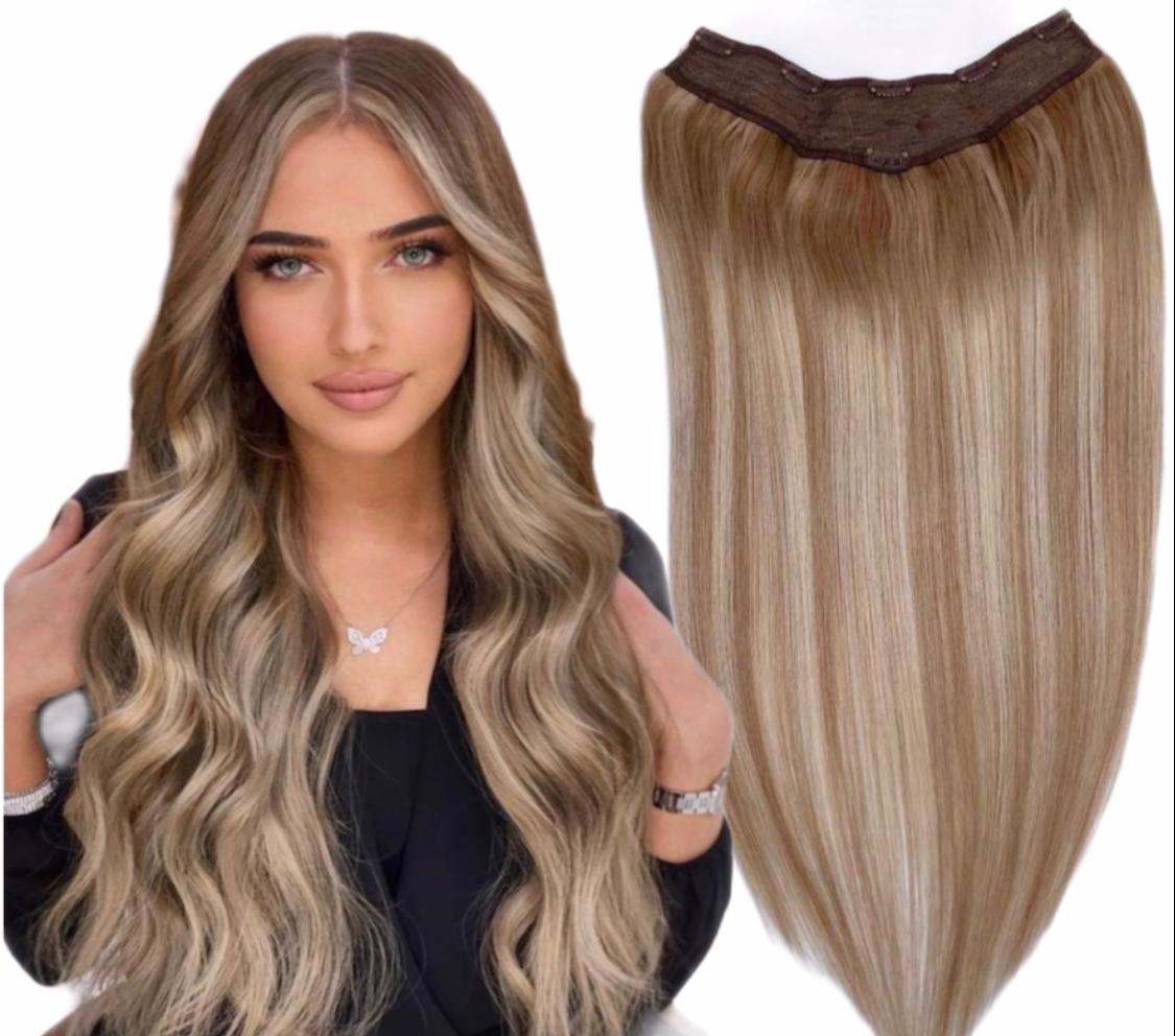 Trese de Par Natural V-Shape Diamond Balayage #7/#18 - Extensii de par București