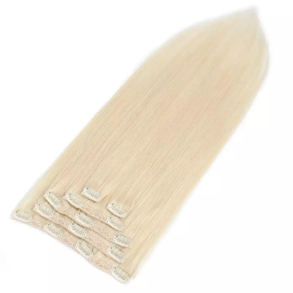 Clip-on Russian Blond Alb #100 - Extensii de par București