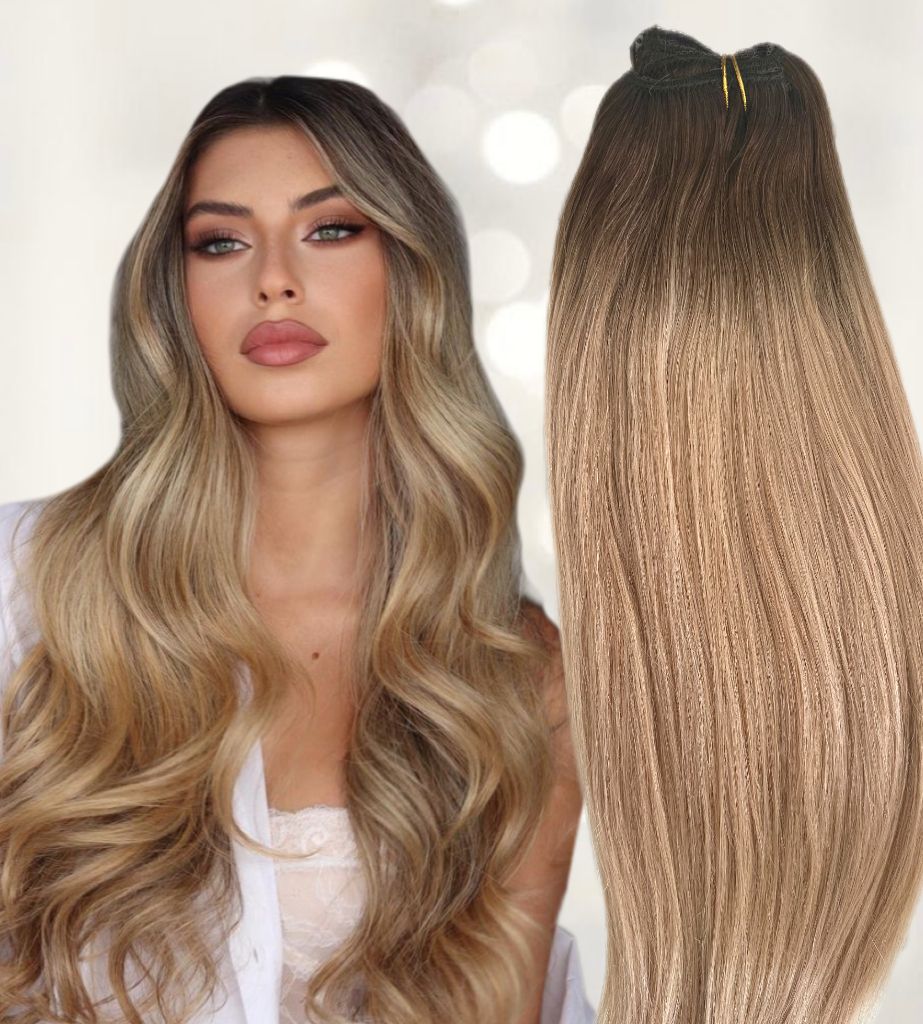 Extensii Clip-on White Platinum Ombre #4/20 - Extensii de par București