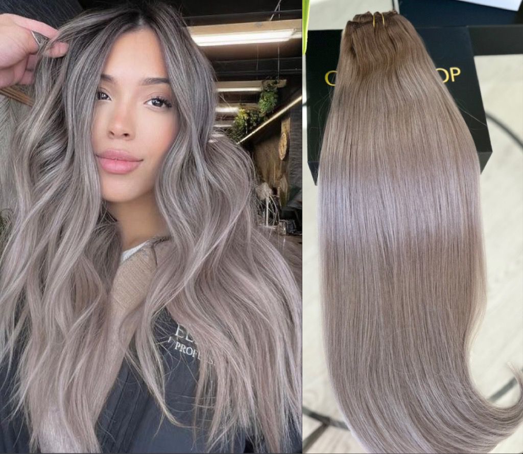 Extensii Clip-on White Platinum Ombre 7/grey - Extensii de par București