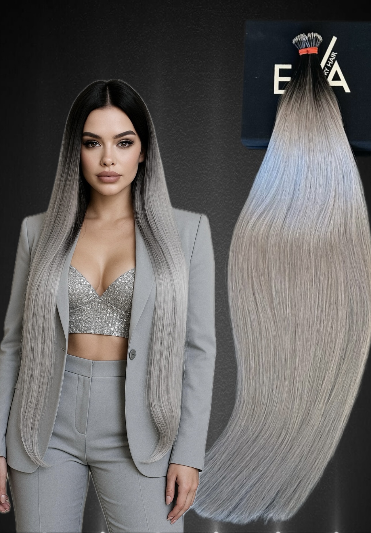 Extensii Nanoring Russian Ombre #1/ Light Grey