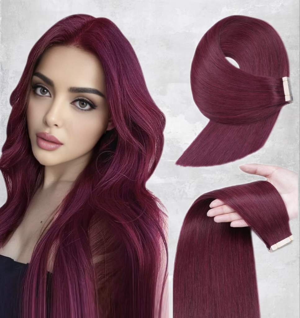 Extensii Tape In White Platinum Burgundy