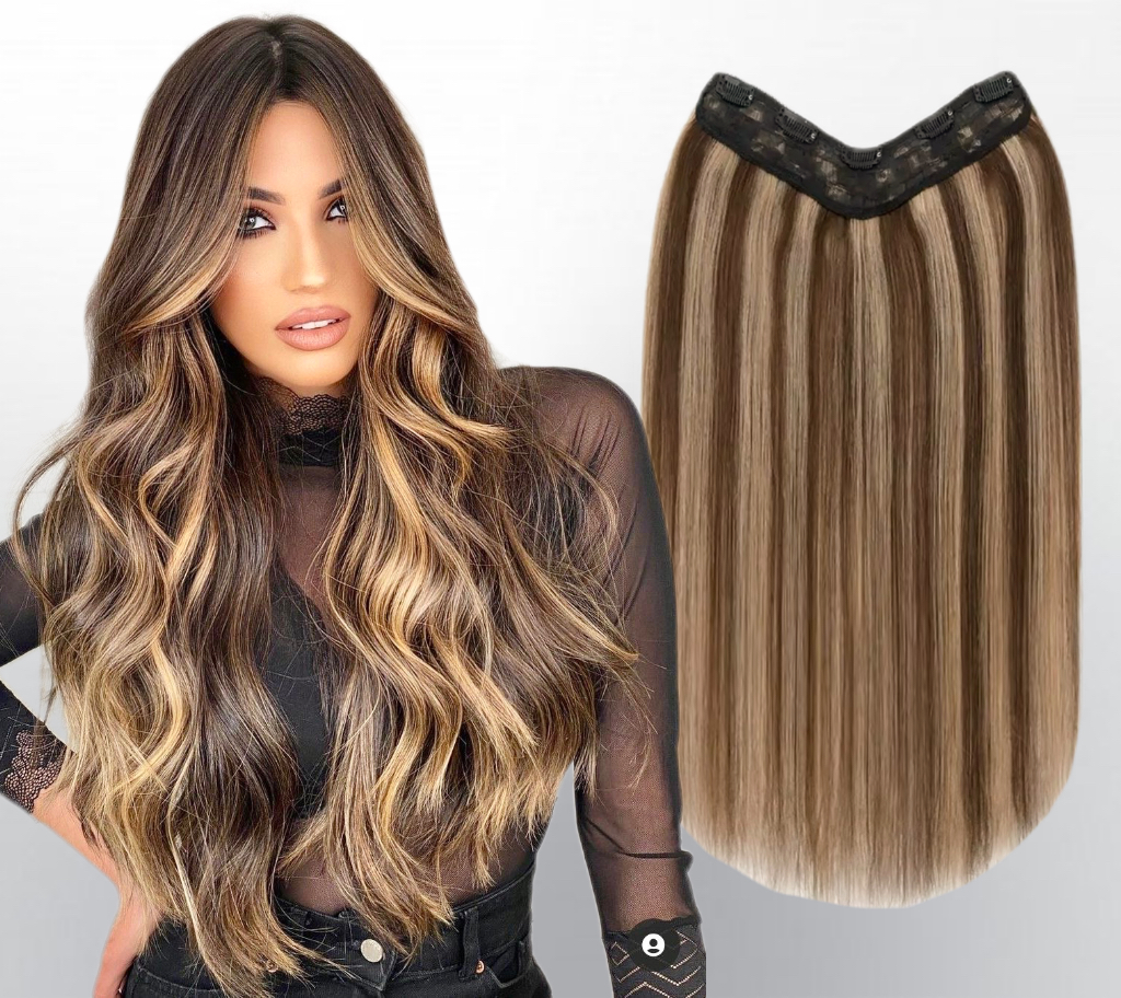 Trese de Par Natural V-Shape Luxe Balayage #6/#24