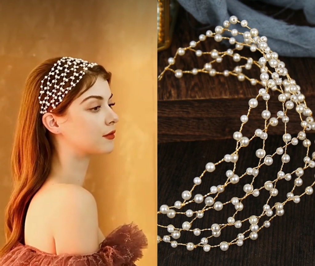 Accesoriu cu perle si design auriu