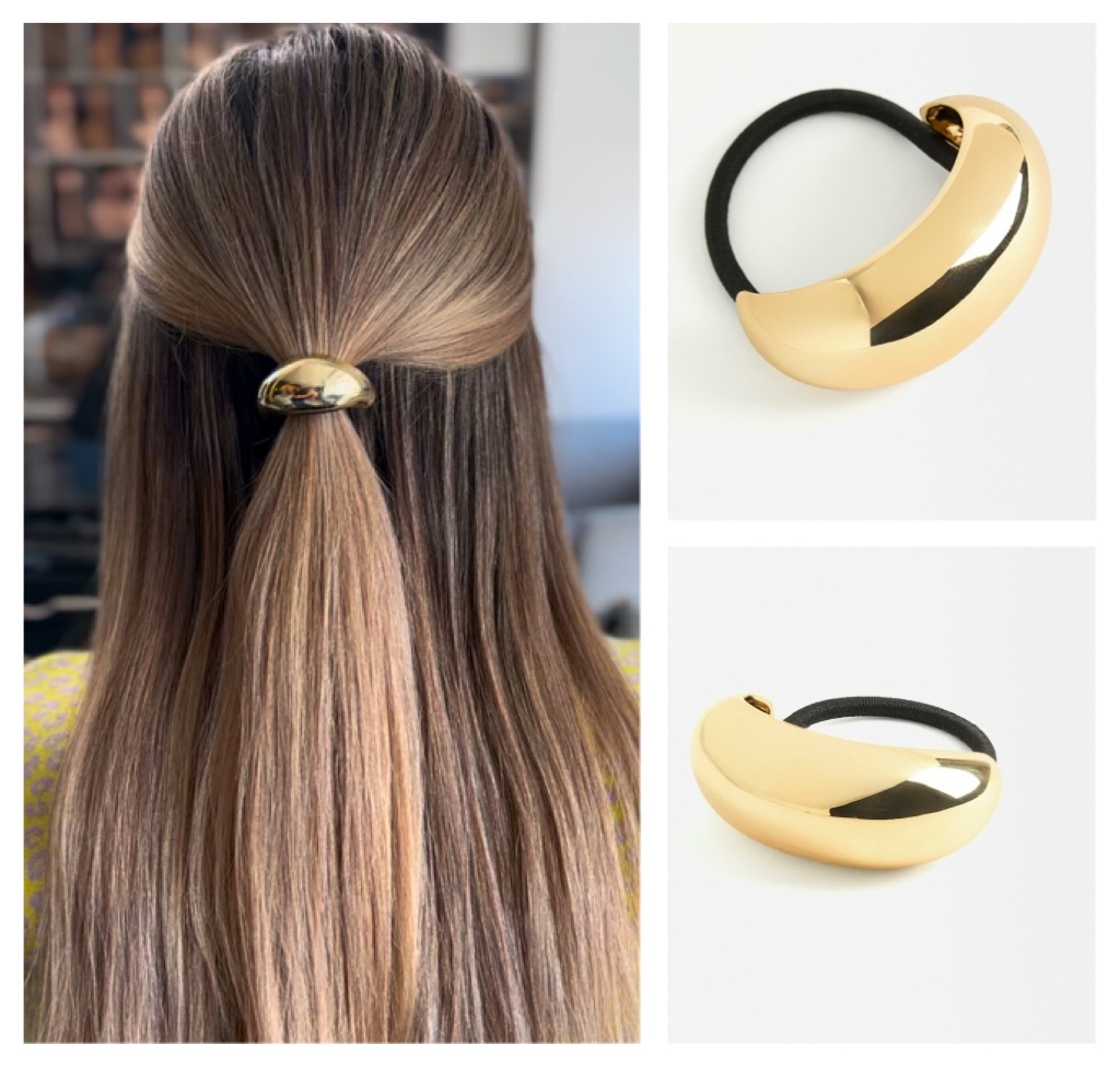 Elastic pentru par cu accesoriu metalic auriu