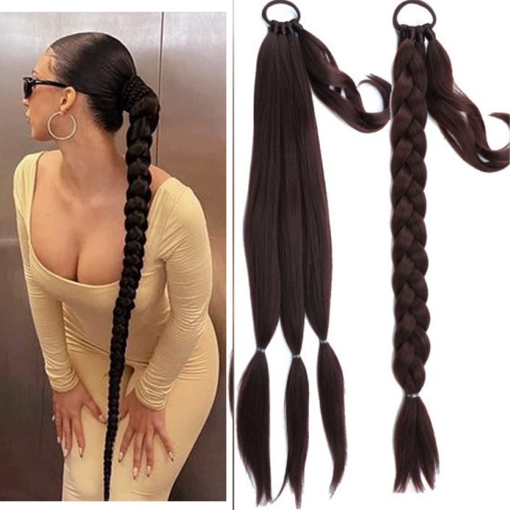Coada de par pentru impletituri, Saten Inchis, 70 cm