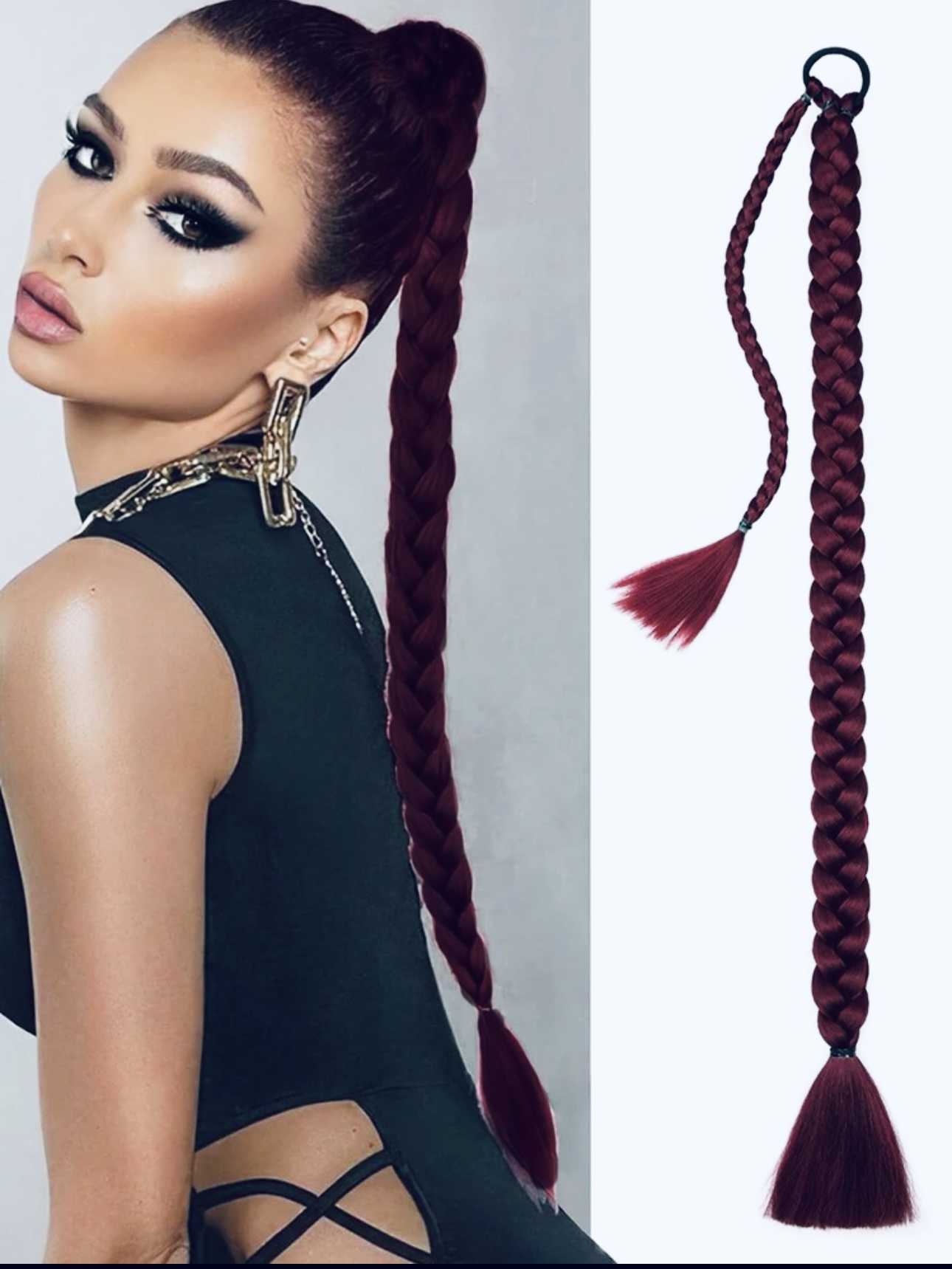 Coada de par pentru impletituri, Saten Violet, 70 cm