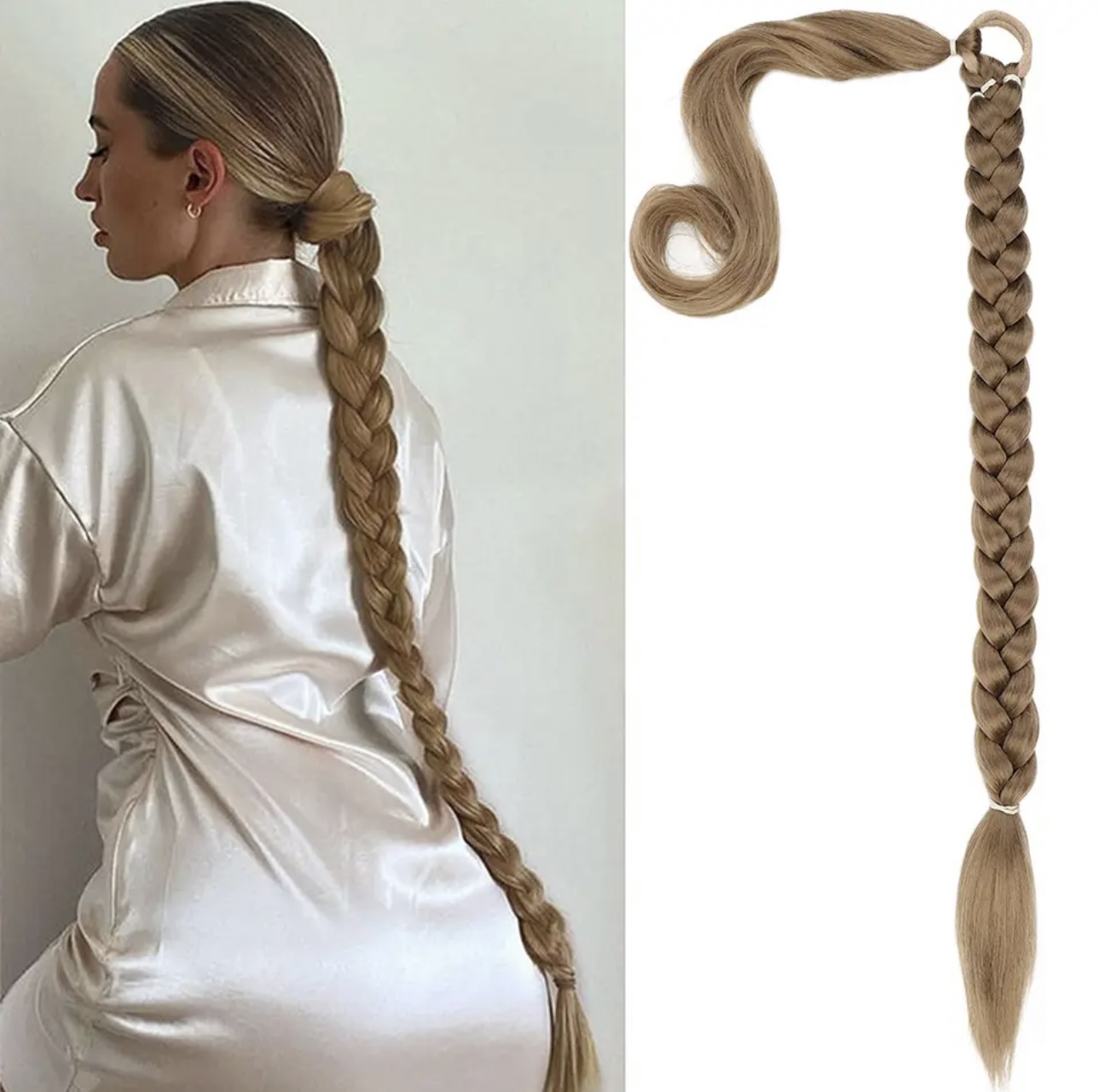 Coada de par pentru impletituri, Blond Aluna, 70 cm