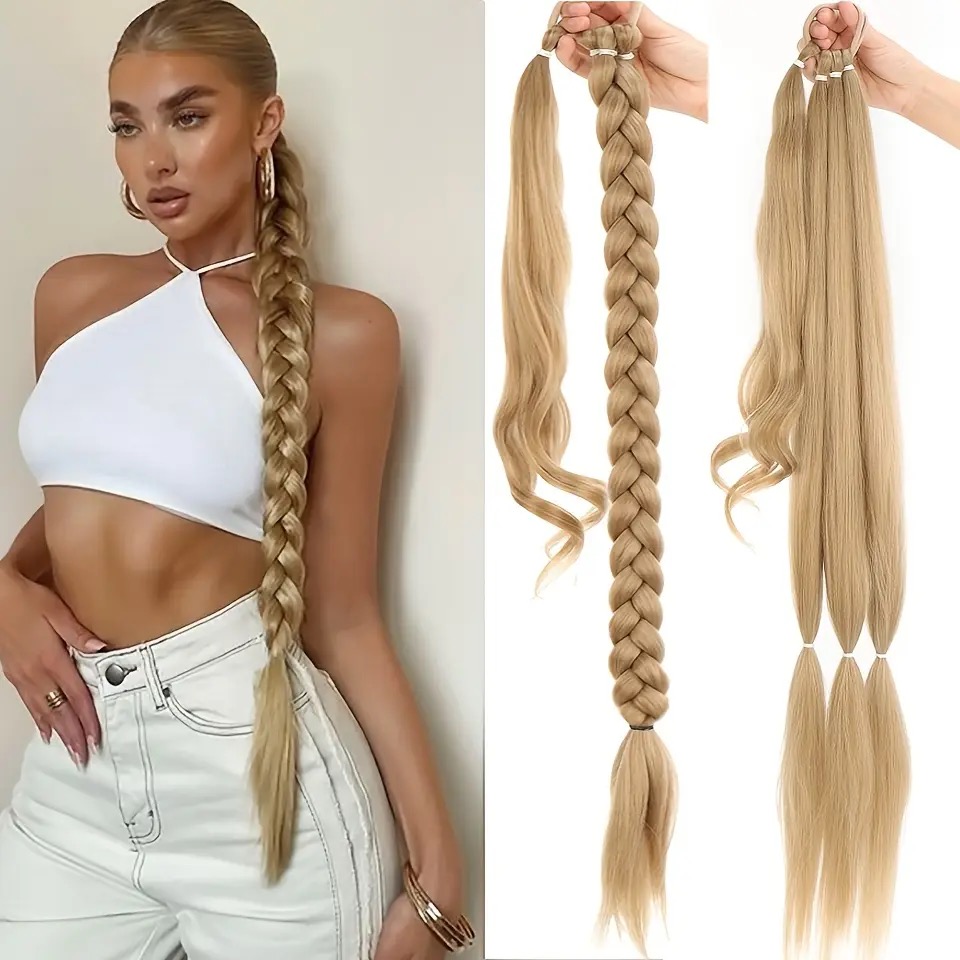 Coada de par pentru impletituri, Blond Nisipiu, 70 cm