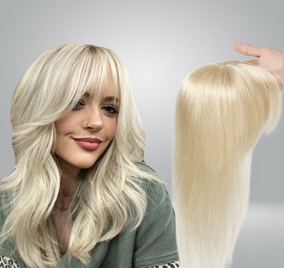 Peruca partiala cu breton Blond Luminos