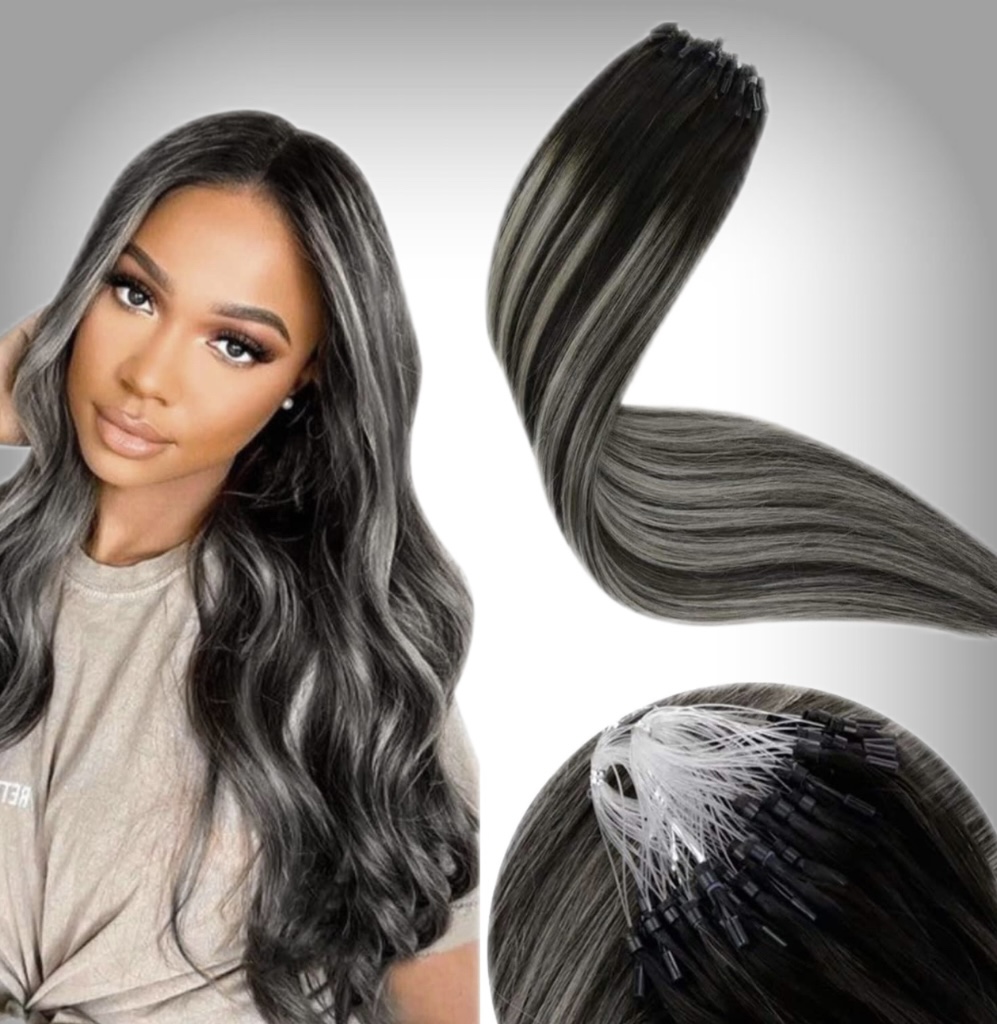 Extensii Microring Russian Hair Balayage #1/Light Grey