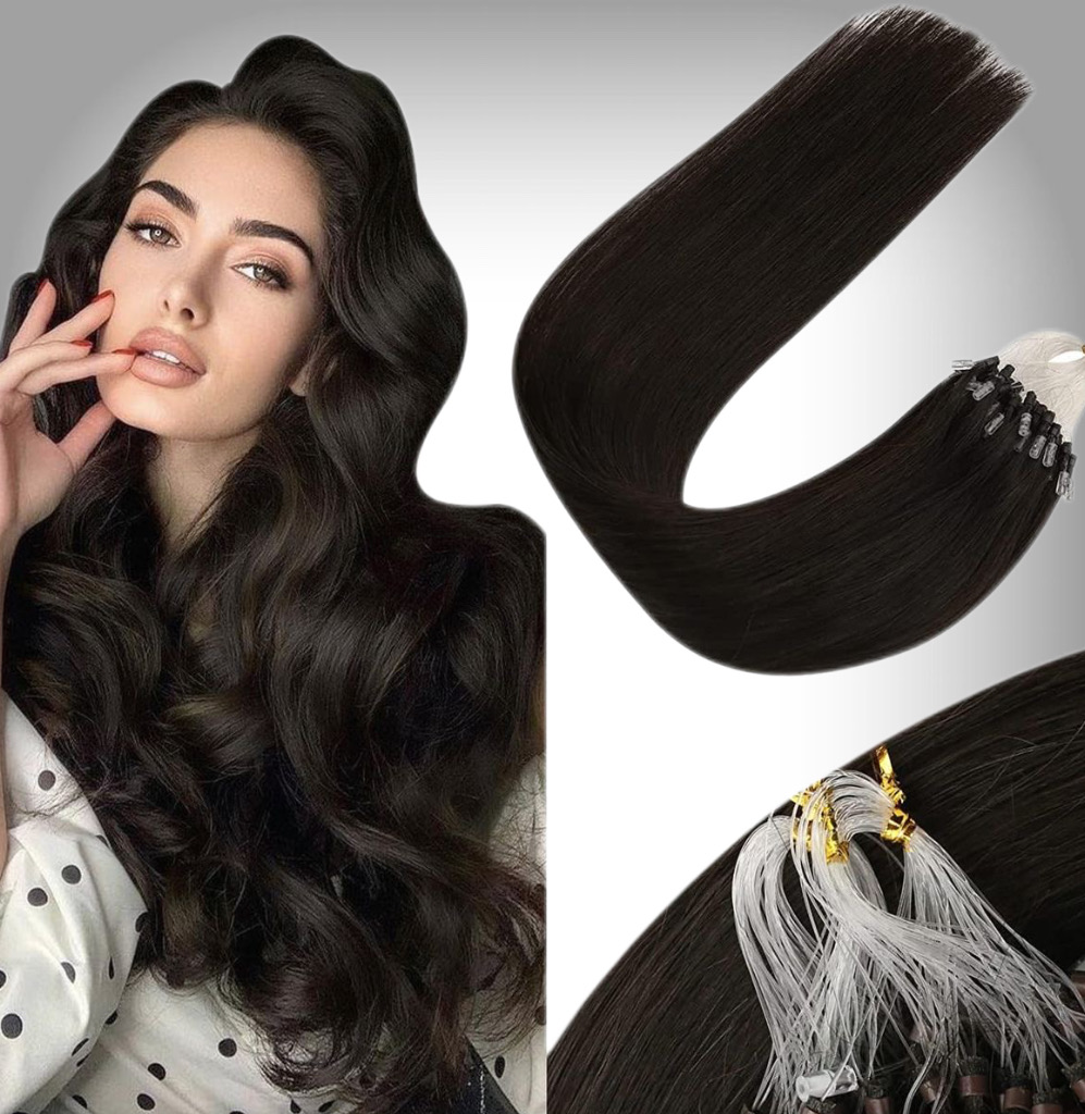 Extensii Microring Russian Hair #1B Negru Natural