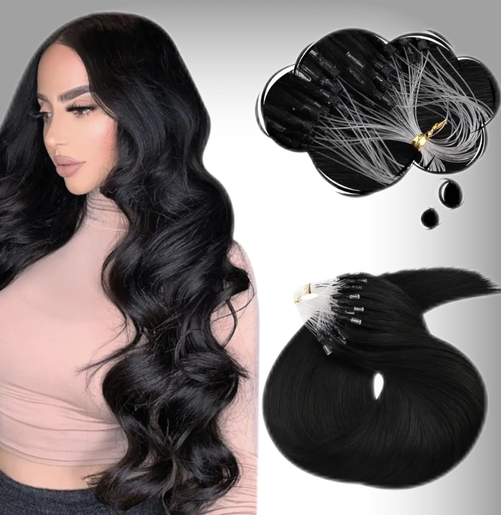 Extensii Microring Russian Hair #1A Negru Soft