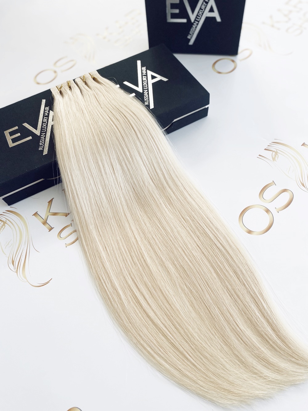 Extensii Tape-in Russian Hair DOUBLE TAPE Blond Alb #100
