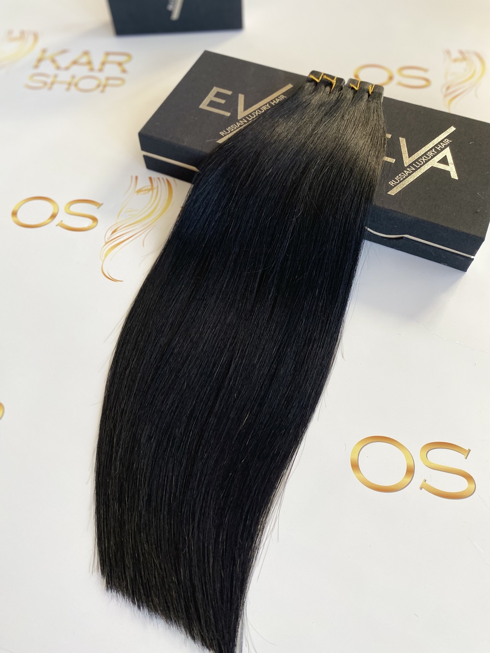 Extensii Tape-in Russian Hair DOUBLE TAPE Negru #1