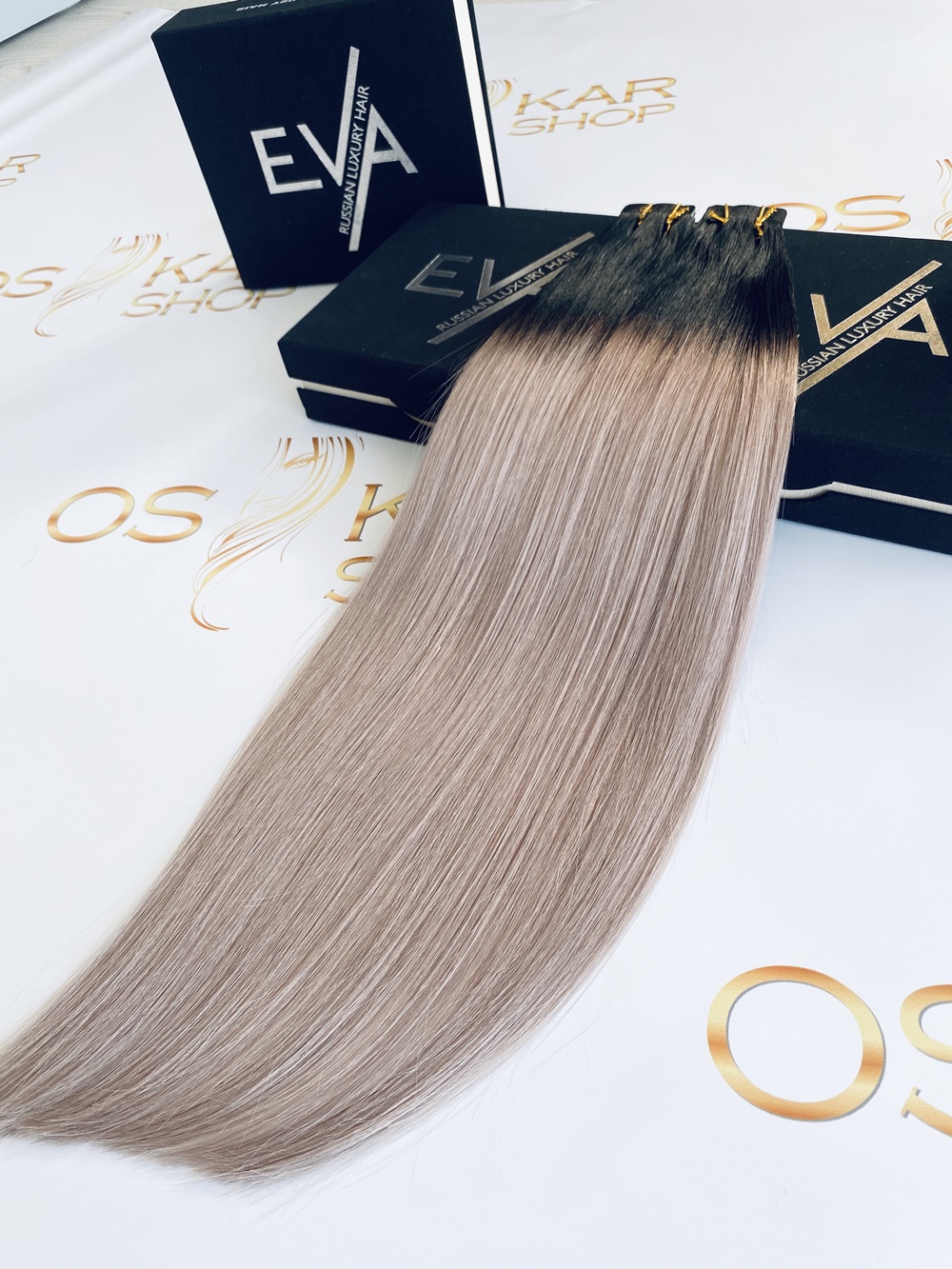 Extensii Tape-in Russian Hair DOUBLE TAPE Ombre #1B/Grey