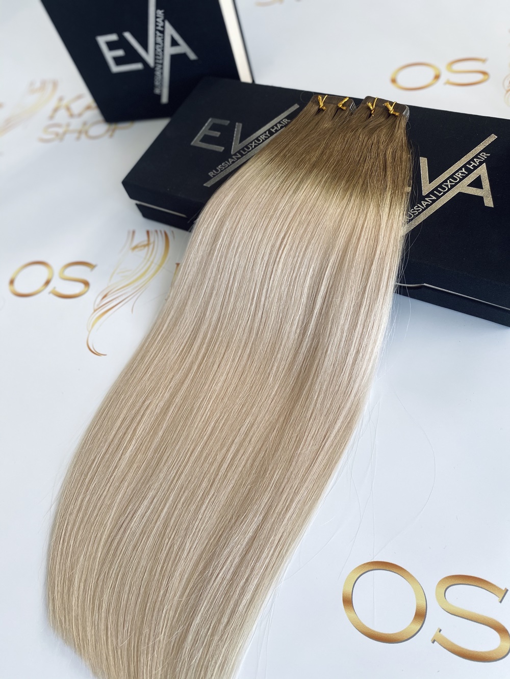 Extensii Tape-in Russian Hair DOUBLE TAPE Ombre #7/Light Grey