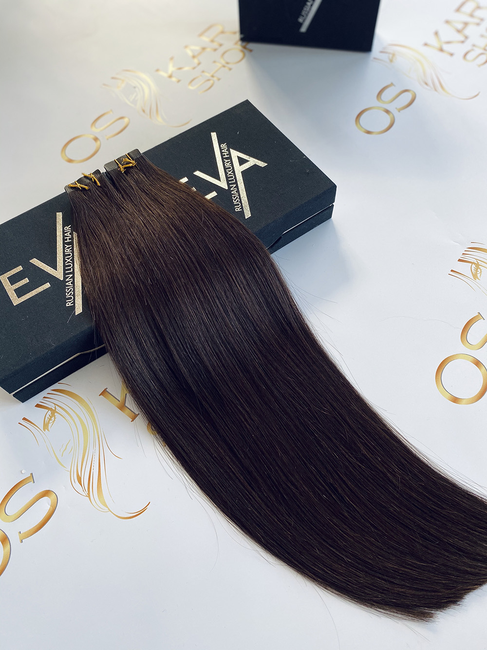 Extensii Tape-in Russian Hair DOUBLE TAPE Negru Natural #1B
